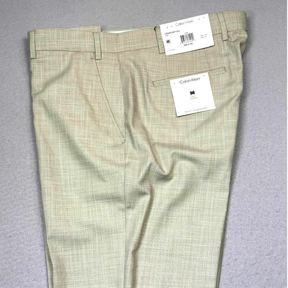 Calvin Klein Men's Slim-Fit Dress Pants - Taupe 36x32 $95
